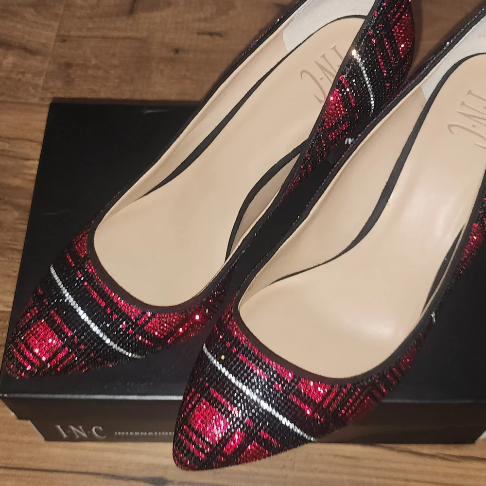 INC International Concepts Red Sequin Pointed-Toe Pumps - Picture 5 of 9